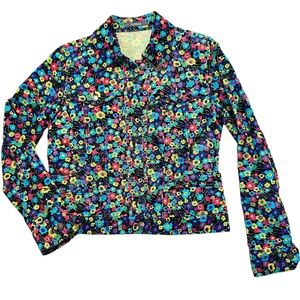 Liz Claiborne retro button down corduroy floral print jacket. Size small
